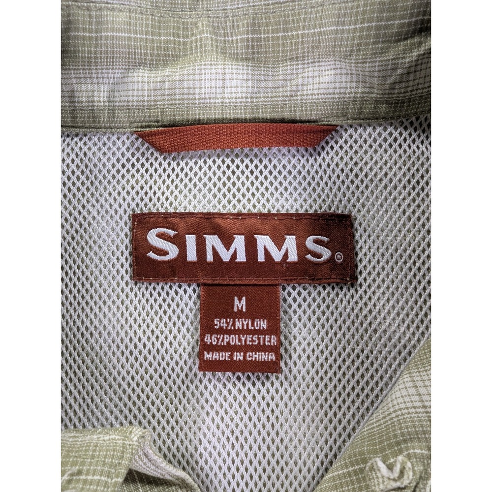 Simms Big Sky Fishing Shirt Mens Medium Green Plaid Pearl Snap Long Sleeve 28042 - Picture 3 of 8